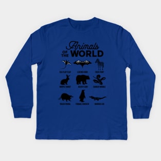 Animals of the World Funny Rare Exotic Animals Kids Long Sleeve T-Shirt